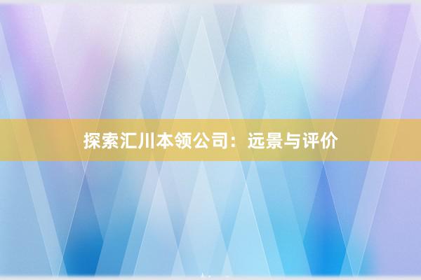 探索汇川本领公司：远景与评价